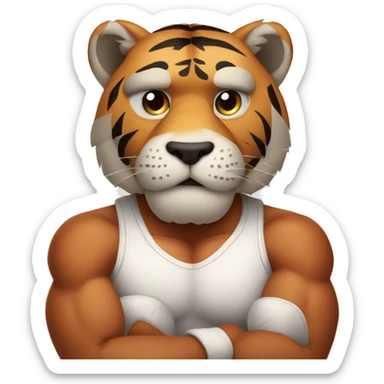 Tiger boxer with his arms crossed sticker