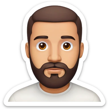 Generate an emoji-style illustration of the rapper Drake’s face, capturing his iconic beard, eyebrows, and signature expression. The style should be simple, colorful, and expressive, resembling a typical emoji sticker
