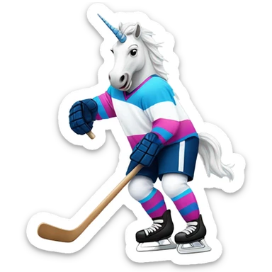 A unicorn playing ice hockey sticker