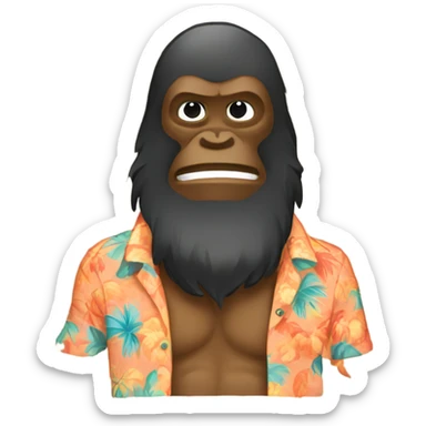 Sasquatch wearing a Hawaiian shirt sticker