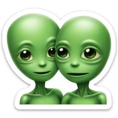 couple of green alien in  love sticker