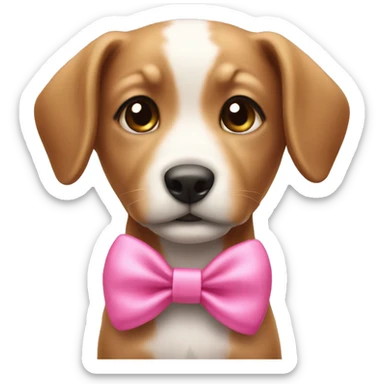 Puppie with pink bow on its head  sticker
