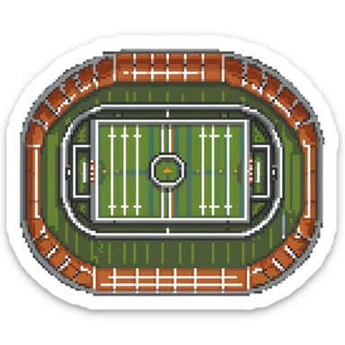 quidditch field with goal hoops and stadium seating around the oval field sticker