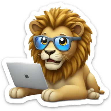 lion doing programming sticker