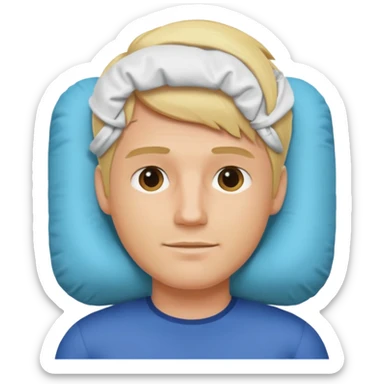 blonde man using travel pillow  sticker