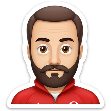 Recep İvedik, Turkish comedy character, bushy eyebrows, thick beard, red tracksuit, humorous expression sticker