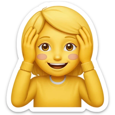 yellow emoticon with Hands covering eyes so can't see sticker