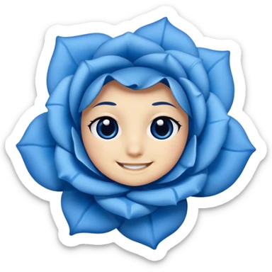 blue rose with eyes and smile sticker