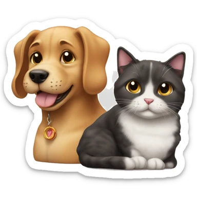 Cat and a dog chilling sticker