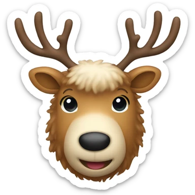 Light brown fuzzy reindeer sticker