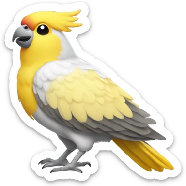 cockatiel bird holding pizza in its mouth sticker