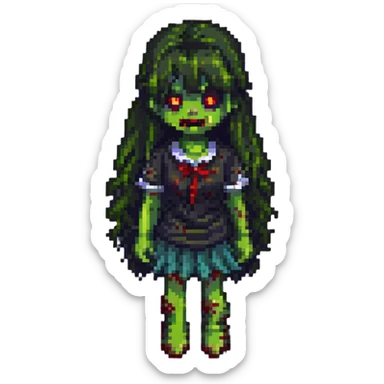zombie girl with bangs and long hair sticker