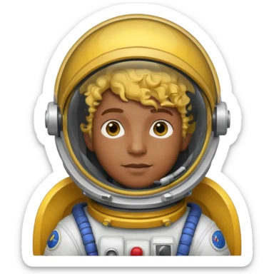 Astronauts, Young, male, dark skin, yellow curly hair sticker