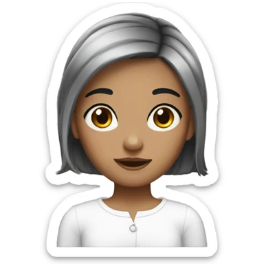 Whit girl with short black hair sticker