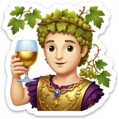Bacchus Roman god of wine with grape vines and goblet sticker