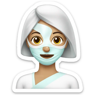 Woman wearing spa mask sticker