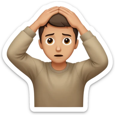 man with anxious attachment style with worried eyes and nervous expression, clingy posture leaning forward with arms reaching out, showing fear of abandonment sticker