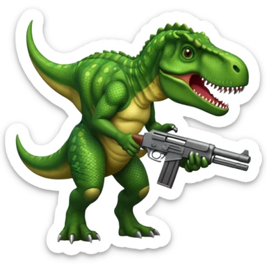Tyrannosaurus rex with a gun sticker