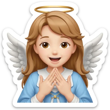 cute angel girl laughing with hands over her mouth anime style sticker