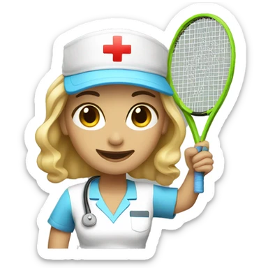 White female nurse playing tennis sticker