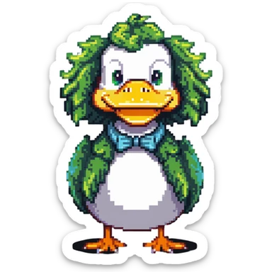 duck with Jeff Ross's signature curly hair and comedic expression sticker