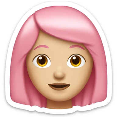 white woman with a pink bob with a fringe sticker
