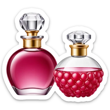 AVON women's perfume bottle next to raspberry bottle sticker