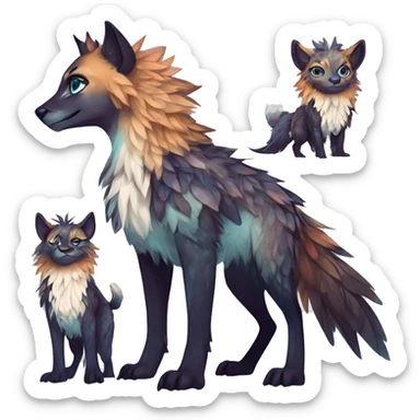 Cool cute Kawaii edgy fantasy shiny animal  fursona Fionbri vernid by griffsnuff & LiLaiRa & Falvie full body sticker