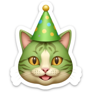 green cat  with party hats sticker