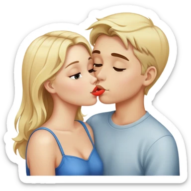 Blonde girl and boy kissing  sticker