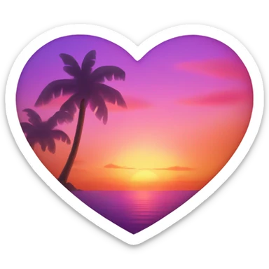 Sunset inside a heart sticker