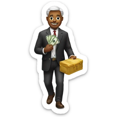 rich man carring money sticker