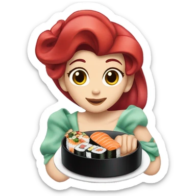 Princess Ariel eating sushi sticker