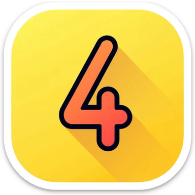 Number 4 on a yellow volumetric background sticker