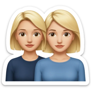 i want an emoji with 2 longue hair blonde girls like the movie "the holiday" They are not touching each other. One is Cameron Diaz, the tother Kate Winslet. They are friends. sticker