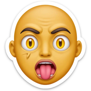 ugly pleading with eyes yellow emoticon🥺👀 emoji with tongue out sticker