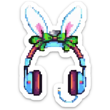 headphones with bunny ears, gaming accessories sticker