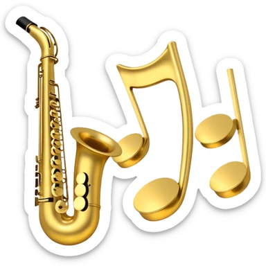 drei musiknoten in goldfarben, kein notenschlüssel. sticker