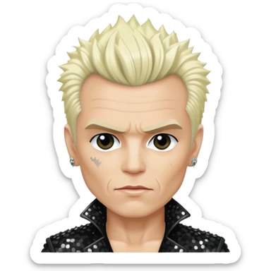 Billy Idol with platinum blonde hair, black sequin outfit sticker