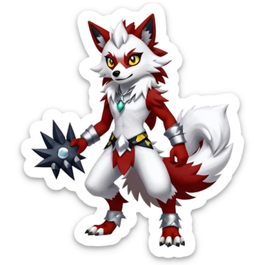 Shiny Red Anthro furry Lycanroc-Midnight-Form (full body) sticker