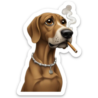 Snoop dog smoking a joint. He’s with a shaggy brown dog. Smoke from the joint says happy birthday! sticker