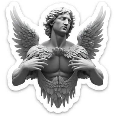 ethereal wings in monochrome light sticker