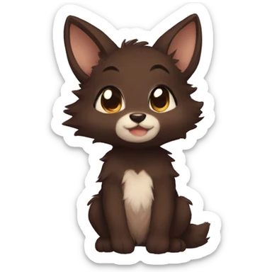 Anthro Shy Cute Chibi Dark Brown Furry Animal Anthro Sona sticker