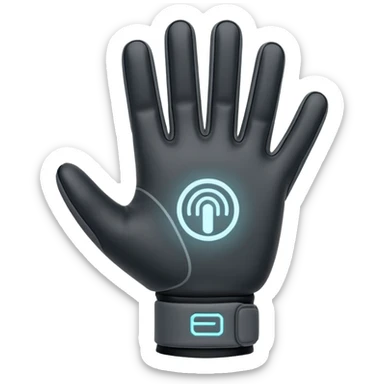 Minimal emoji of a futuristic nano-tech glove with subtle glowing lines, flat sci-fi wearable icon sticker