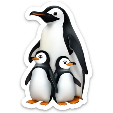 Mommy penguin with three baby penguins  sticker