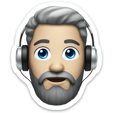 A white Man, whith Black beard, have headphones,blue eyes, frost, ice sticker