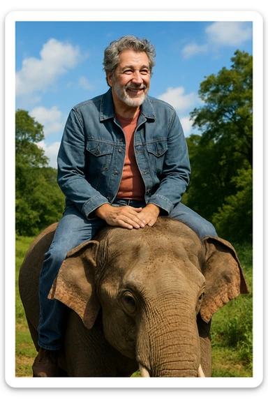 Alain chabat sur un éléphant  sticker