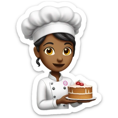 The girl holding the cake, pastry chef sticker
