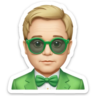 As Elton John with big green sunglasses sticker