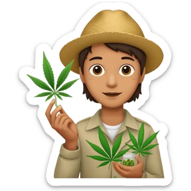 dealer with cannabis on a hand sticker